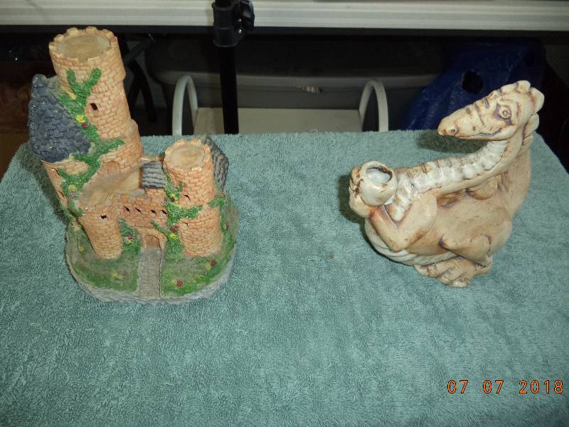 lot 1857 image: Castle and Dragon Figures