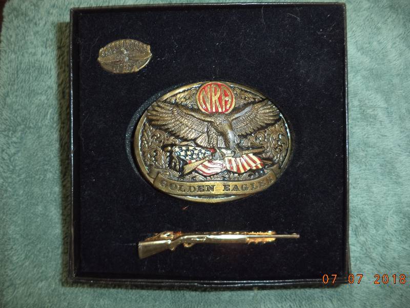 lot 1813 image: NRA Golden Eagle Belt Buckle
