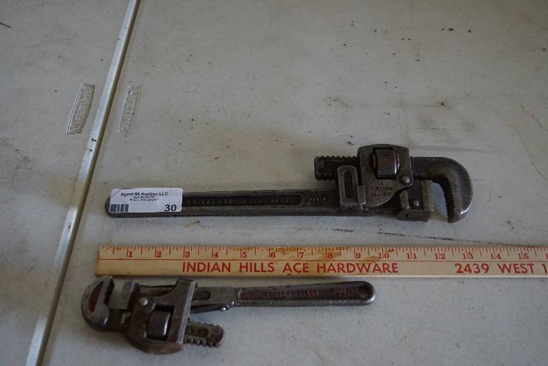 lot 30 image: 2 Alloy Forged Pipe wrenches- USA MADE