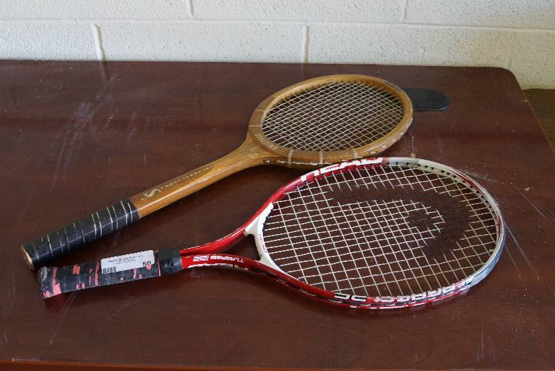 lot 50 image: Tennis Racket- Vintage Wood Spalding and Aluminum HEAD