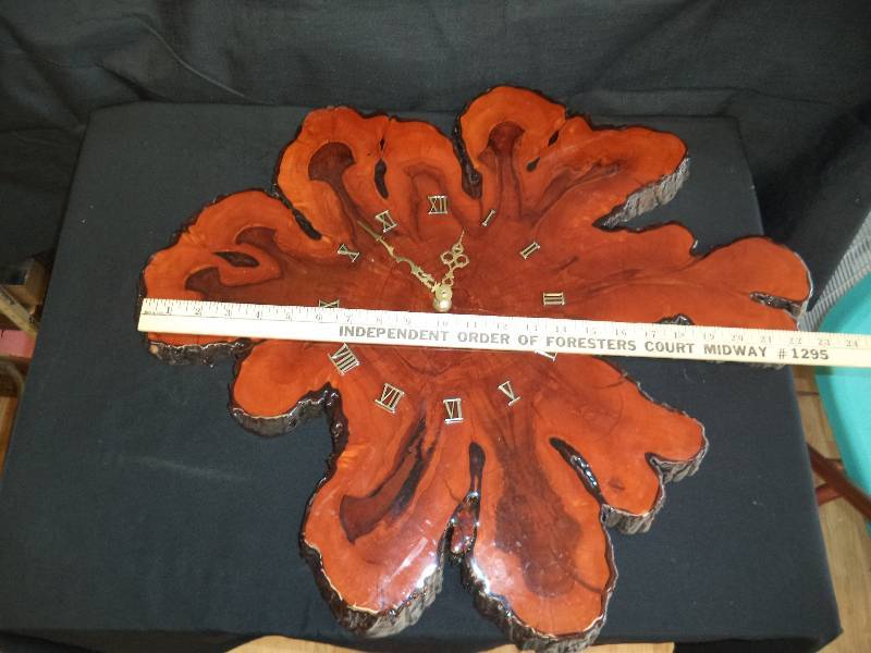 lot 1910 image: Live Edge Cedar Clock 24x21