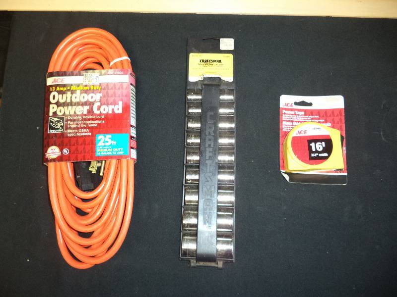 lot 1987 image: Craftsman Sockets- Extension Cord- Tape- Good Lot