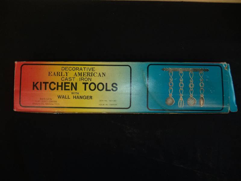 lot 1988 image: Decorative Kitchen Tools and Holder  Cast Iron