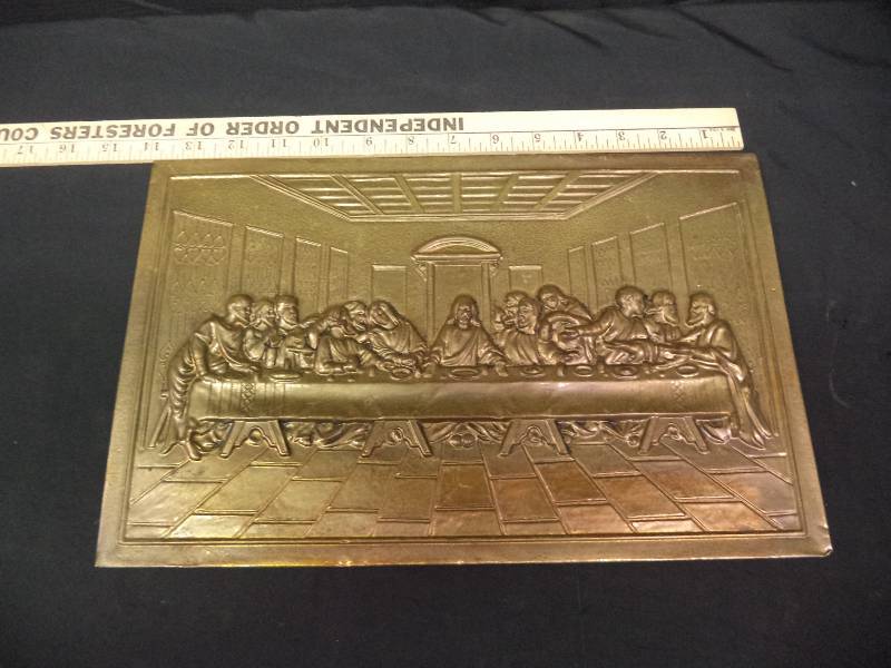 lot 2027 image: Last Supper- 1958 German Made- Trimmed in Brass or Copper