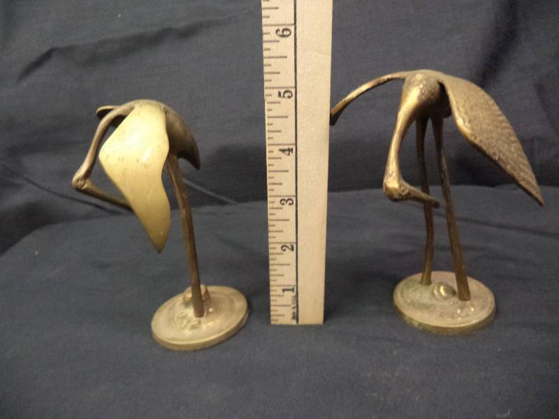 lot 2029 image: Table Decor- 2 Brass Storks
