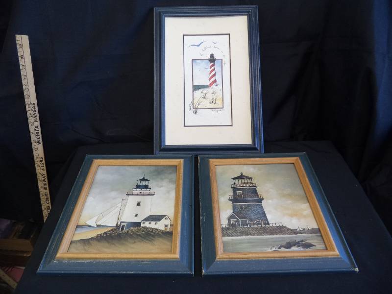 lot 2055 image: Framed Lighthouse Print Lot