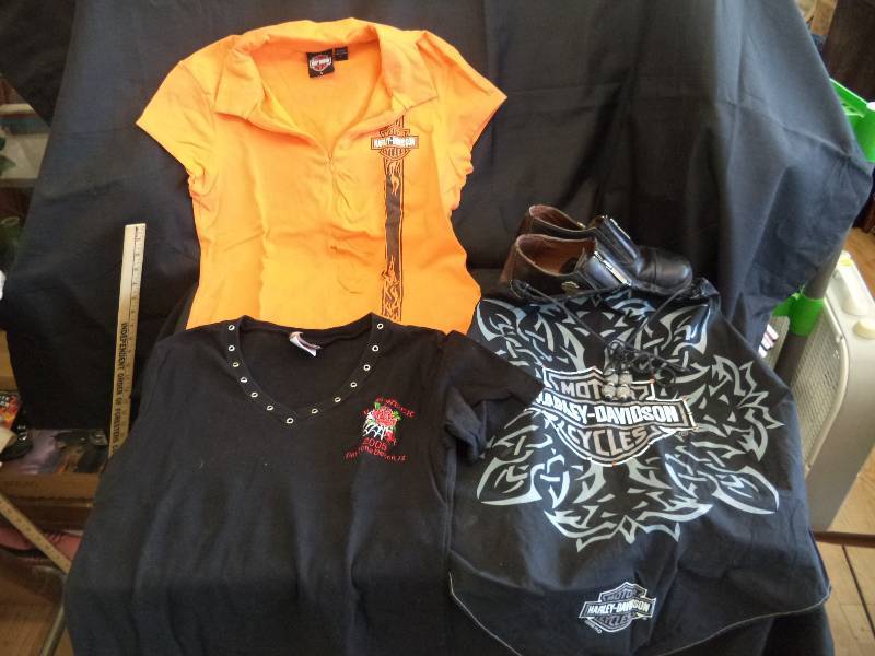 lot 2079 image: Womens Harley  Davidson Clothing Lot- Shirts-Shoes