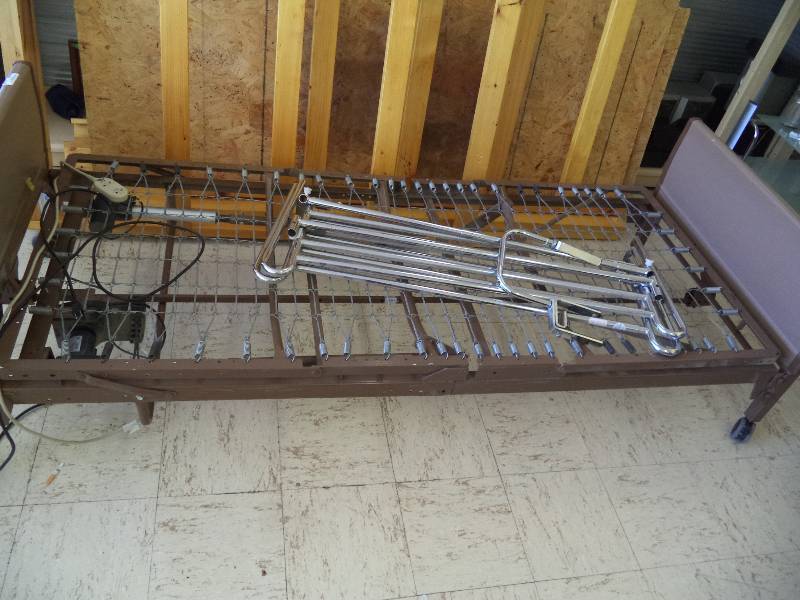 lot 2199 image: Hospital Bed- Side Rails With Remote- Heath Care- Expensive Equipment  TESTED
