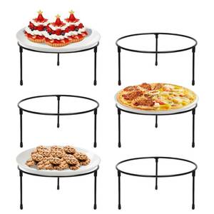 lot 14274 image: HPC DECOR Set of 6 Black Metal Wire Pizza Pan Riser Stands- Round Pizza Tray Riser Rack Holder - Tabletop Display Racks for Food Platter Tray- Metal Display Stands for Home, Restaurant and Party