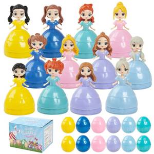lot 14279 image: AT-DRESSINGDAY 12Pcs Prefilled Easter Eggs Easter Princess Toys Theme Party Favor Basket Stuffers Filler Perfect for Easter Egg Hunt
