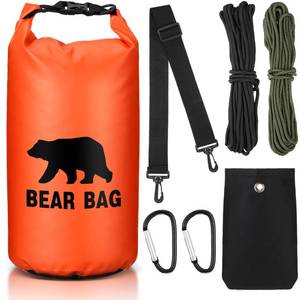 lot 14281 image: Foilswirl 1 Set Bear Food Bag for Camping Ultralight Food Hanging System Includes Waterproof Bear Bag, Nylon Ropes, Hooks for Camping Backpacking(10 L,Orange)