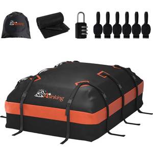 lot 14288 image: $$Asinking Car Roof Bag Rooftop top Cargo Carrier Bag 21 Cubic feet Waterproof for All Cars withWithout Rack, Includes Anti-Slip Mat, 10 Reinforced Straps, 6 Door Hooks, Luggage Lock - Retail $87.54