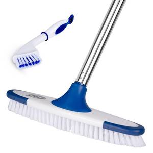 lot 14303 image: ITTAHO Floor Scrub Brush with Long Handle - 53 Deck & Grout Cleaner Brush Set for Tile, Marble, Stone, Bathroom, Patio, Garage, Deck & Floor Cleaning