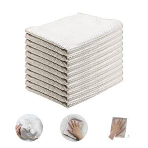 lot 14304 image: Microfiber Cleaning Cloth Reusable Cleaning Cloths Cleaning Rags 10Pcs 1216inch Lint Free Dish Cloths No Odor Fish Scale Microfiber Towels for Cars Glass Windows Mirrors Kitchen (Beige)
