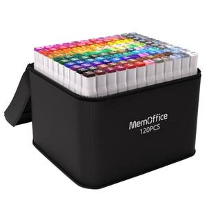lot 14320 image: MemOffice 120 Colors Dual Tip Artist Alcohol Markers Set with Carrying Case - Perfect for Coloring, Drawing, Sketching, Card Making and Illustration - Perfect for Adults and Kids