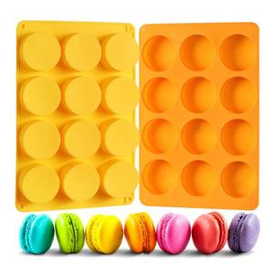 lot 14333 image: 2 Pcs Oreo Chocolate Cookie Silicone Molds, 12-Cavity Round Silicone Mold, Baking Mold for Oreo, Chocolate, Cookie, Candy, Mini Cake, Jelly (Orange  Yellow)