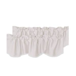 lot 14344 image: H.VERSAILTEX 2 Panels Blackout Curtain Valances for Kitchen WindowsLiving RoomBathroom Privacy Protection Rod Pocket Decoration Scalloped Winow Valance Curtains, 52 W x 18 L, Stone