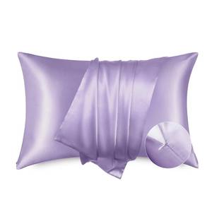 lot 14347 image: Bedsure Satin Pillowcase for Hair and Skin - Lavender Zipper Pillow Cases Queen Size Set of 2, Similar to Silk Pillow Cases, Silky & Soft, Gifts for Women Men, 20x30 Inches