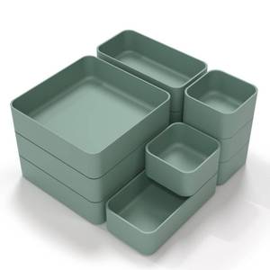 lot 14360 image: CHANCETSUI 11-Piece Stackable Drawer Organizer Set, Multi-size Desk Drawer Organizer Trays Vanity Storage Bins for Storing Makeup, Stationery, Utensils in Bathroom Dresser, Office and Kitchen