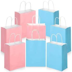 lot 14362 image: Skyygemm 64 Pcs Paper Gift Bags Bulk with Handle, 8.66 x 6.3 x 3.15 Inch Kraft Goodie Present Bags for Wedding Birthday Party Favor Supplies(Pink and Blue)