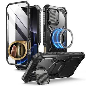 lot 14370 image: i-Blason Armorbox for iPhone 16 Pro Max Case MagSafe Camera Control Button Cover Camera Cover Stand Military Protection Full-Body Magnetic Phone Case with Built-in Screen Protector, Black