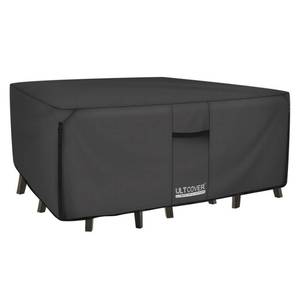 lot 14371 image: ULTCOVER 600D Tough Canvas Heavy Duty Rectangular Patio Table and Chair Cover - Waterproof Outdoor General Purpose Furniture Covers 76Lx54Wx28H inch, Black