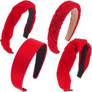 lot 14375 image: MISSING ONE Taiyin 3 Pcs Red Headband Accessories Knotted Criss Cross Hair Accessories Satin Red Velvet Braided Headband for Women Christmas Chinese New Year Valentine Gift
