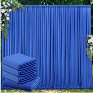 lot 14377 image: 20ft x 10ft Wrinkle Free Royal Blue Backdrop Curtain for Party, Polyester Royal Blue Photo Backdrop Drapes 4 Panels 5x10ft for Birthday Photography Background Weddings Baby Shower Party