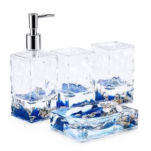 lot 14386 image: Locco Decor 4 Piece Acrylic Liquid 3D Floating Motion Bathroom Vanity Accessory Set Shell