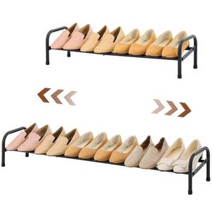 lot 14391 image: Gewudraw 1-Tier Shoe Rack Expandable, Width Adjustable Shelf Storage Organizer, 41.53 Metal Standing for Bedroom Entryway Closet, Holds up to 6 Pairs Shoes, Black (SLS3025B)
