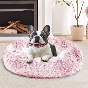 lot 14415 image: JOLLYVOGUE Calming Dog & Cat Bed for Small Dogs, Anti-Anxiety Donut Cuddler Cozy Soft Round Bed with Anti-Slip Bottom, Fluffy Faux Fur Plush Cushion Beds for Small Medium Dogs, 23Smoke Pink