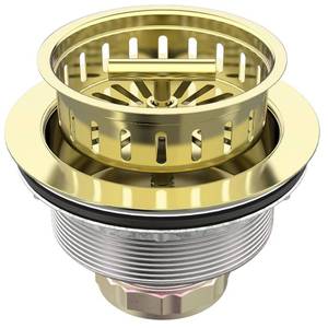 lot 14416 image: BOTEMY B9171 Gold Kitchen Sink Drain Kit 3 12 Sink Strainer for Kitchen Sink with Stainless Steel Strainer Stopper Drain Assembly Basket Strainer Fit Standard Sink Drain Hole