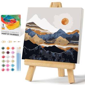 lot 14424 image: Framed Paint by Numbers Kit for Adults Beginners & Kids Ages 8-12, Abstract Mountain Acrylic Easy Paint by Number with Frame, Paint by Number Kits on Canvas Framed (10  10 Inch, without Easel)