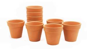 lot 14425 image: GoldBlue Pack of 10 Terracotta Pots - 3 Inch Terra Cotta Pots with Drainage Holes for Small Craft, Nursery, Cactus, Succulent, Flower Plants