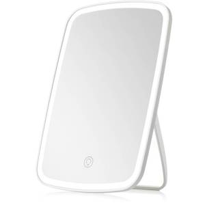 lot 14434 image: NEZZOE Rechargeable Makeup Mirror with Lights, Portable Travel Lighted Vanity Mirror, Dimmable Touch Screen Tabletop LED Make up Mirror
