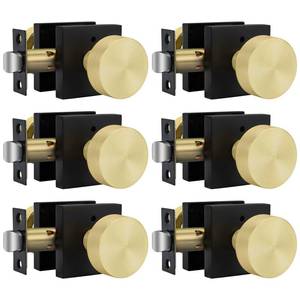 lot 14441 image: $$goldenwarm 6 Pack Interior Door Knobs Black and Gold, Privacy Door Knobs Inteiror, Zinc-Alloy Heavy Duty Interior DoorKnobs for Bedroom and Bathroom (Square Black&Gold - Retail $132.99
