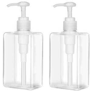 lot 14446 image: 280ml (9.5oz) Pump Bottle Dispenser Jansburg 2 Pack Refillable Flat Square Plastic Lotion Dispenser Leakproof Empty Lotion Pump Bottle for Essential Oil Soap Lotion Shampoo Clear