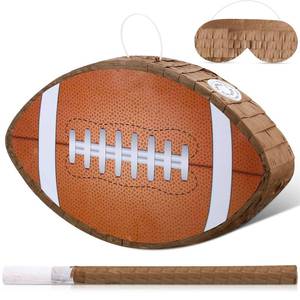 lot 14454 image: Football Piata, Sport Themed Birthday Party Supplies Small Piata Birthday with Piata Stick and Eye Mask for Boy Girls Baby Shower Sport Birthday Party Favors Decorations, 16.54 x 10.04 x 2.99 Inch