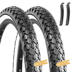 lot 14459 image: Hycline 2 Pack Bike Tire,24x2.125 Inch Folding Replacement Tire for Beach Cruiser Bicycle-White Pair (2 Tires)