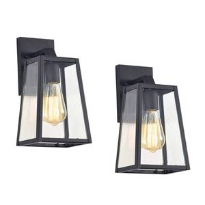 lot 14466 image: MICSIU 11.75 Inch Outdoor Wall Light Fixture 2 Pack, Clear Glass Exterior Wall Lantern Textured with E26 Base Socket, Black Outside Porch Lights for Home, Porch, Patio, Walkways, Bedroom