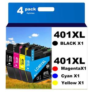 lot 14467 image: PayForLess LC401XL Ink Cartridges for Brother Printer Compatible for LC401 401 XL for MFC-J1010DW MFC-J1012DW MFC-J1170DW Printer 4 Pack (1 Black, 1 Cyan, 1 Magenta, 1 Yellow)