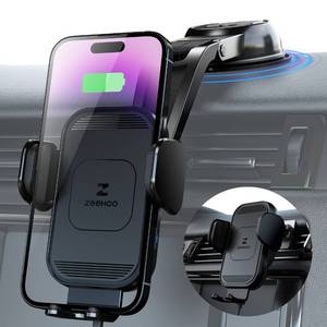 lot 14470 image: ZeeHoo Wireless Car Charger, 15w Fast Charging, Auto Clamping Car Phone Mount, Cell Phone Holder Charger, for iPhone 15 14 13 12 11 Pro Max Xs, Etc. (Black)
