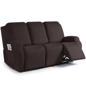 lot 14481 image: TAOCOCO Recliner Sofa Slipcover, 3 Pieces Polyester Fabric Stretch Sofa Covers for 3 Seat Reclining Couch, Soft Washable Furniture Protector with Pockets (3 Seat, Coffee)