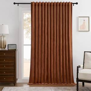 lot 14486 image: Timeper Burnt Orange Velvet Curtain W104 x L96 inches 1 Panel,Thermal Insulated Light Blocking Window Drapery for Living Room Sliding Door, Extra Wide Room Divider Curtain,Back Tab & Rod Pocket