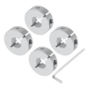lot 14489 image: uxcell Single Split Shaft Collar Set for 12mm Shaft, One-Piece 4pcs Clamping Collars 30mm OD, 10mm Thickness, Aluminum Alloy Clamp-On Collar with M4 Set Screws and a Wrench