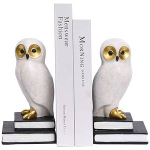 lot 14492 image: Kakizzy Book Ends for Shelves, Owl Decorative Bookends Bronze Bird Book Stopper Unique Kids Book Holders with Anti-Slip Base Luxurious Bookends for Kids Rooms Office Home Decor(White)