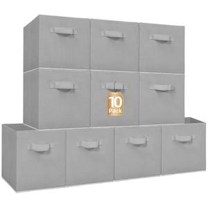 lot 14497 image: STORAGE MANIAC Storage Cubes, 11 Inch Collapsible Storage Bins with Handles, 10 Pack Fabric Foldable Bins for Organization, Durable Storage Bins for Closet, Shelves, Offices, Toys, 10-Pack Grey