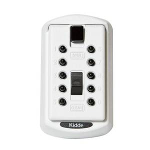 lot 14524 image: Kidde AccessPoint 001413 KeySafe Original Slimline Push Button Combination Permanent Key Lock Box, 2-Key, White