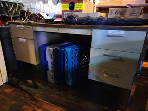 lot 9240 image: Industrial Metal Desk