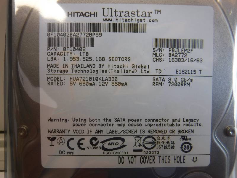 lot 1046 image: hitachi hard drive sata 3.0